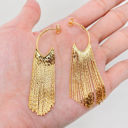 Chain Tassel Post Earrings