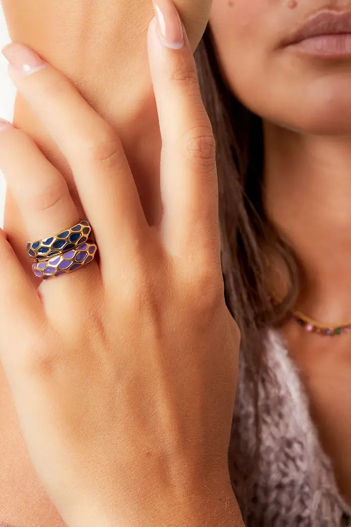 Bague motif girafe - Bleu