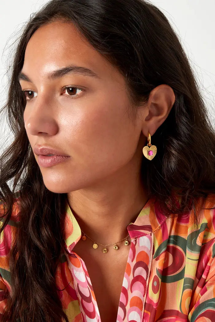 Heart Earrings with Diamanté