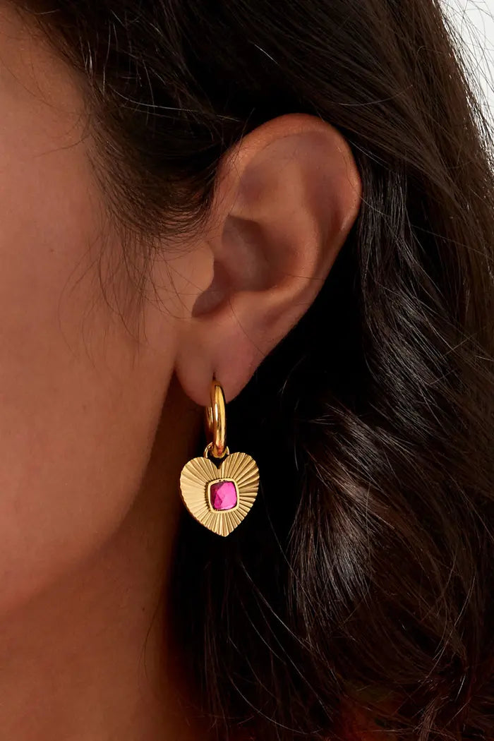 Heart Earrings with Diamanté