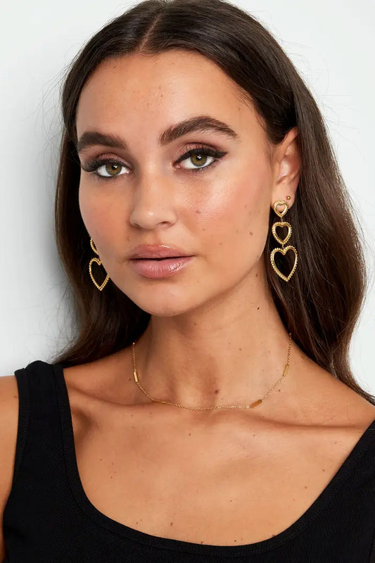 Statement Triple Heart Earrings
