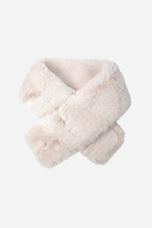 Short faux fur scarf - Cream