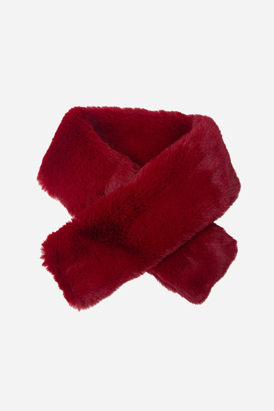Short faux fur scarf - Berry