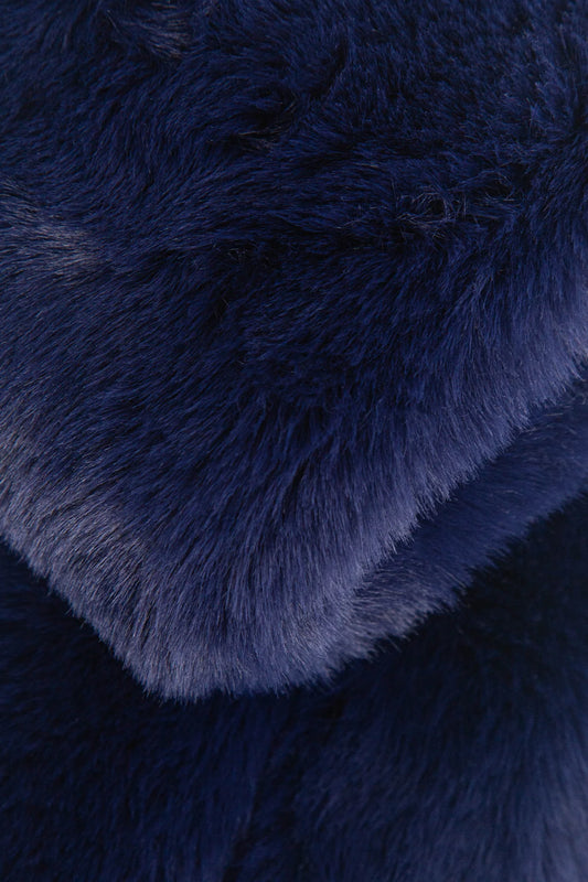 Short faux fur scarf - Navy