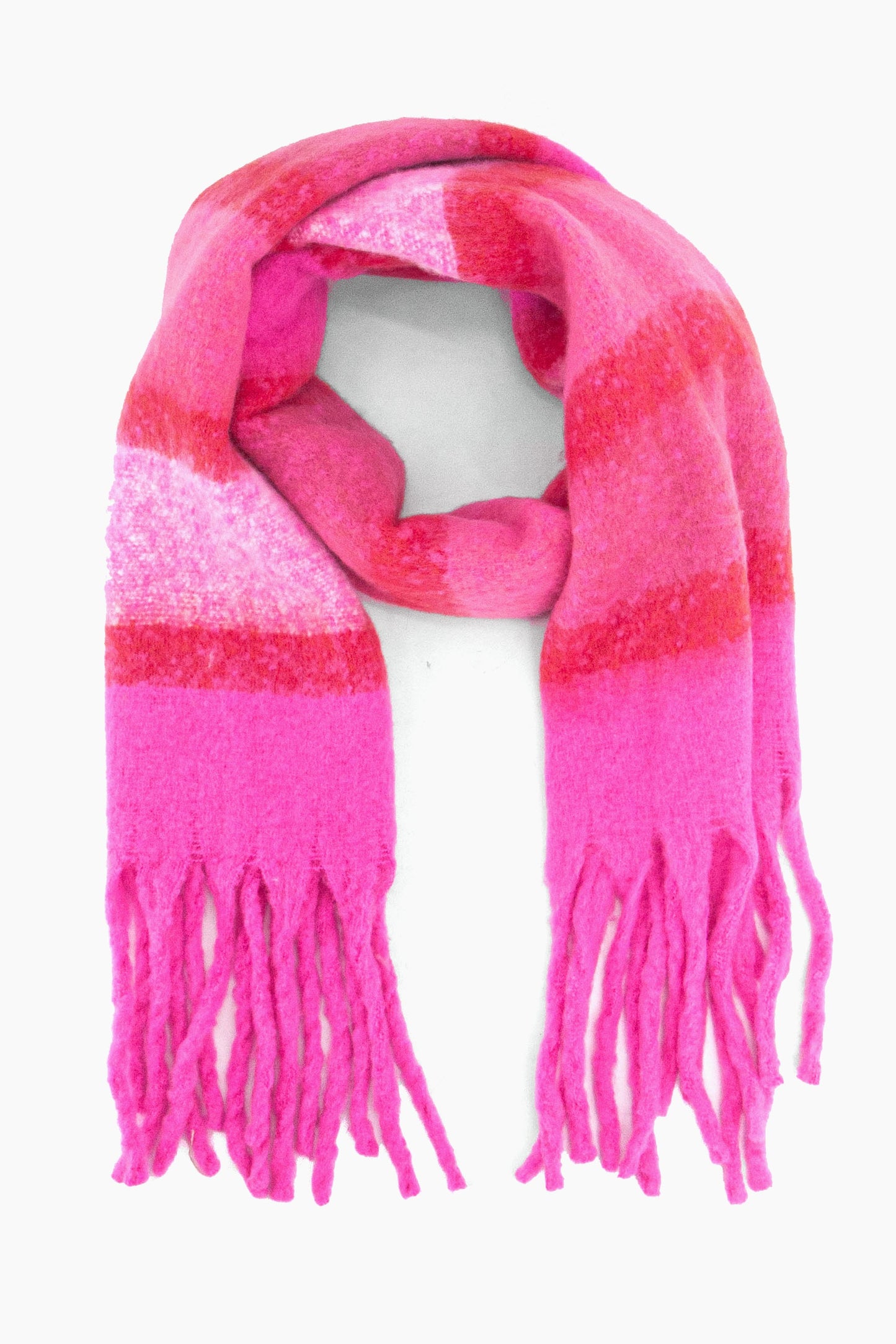 Heavyweight Scarf - Fuchsia, Colour Block Stripe