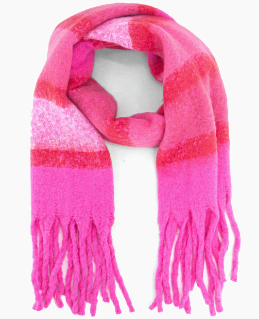 Heavyweight Scarf - Fuchsia, Colour Block Stripe