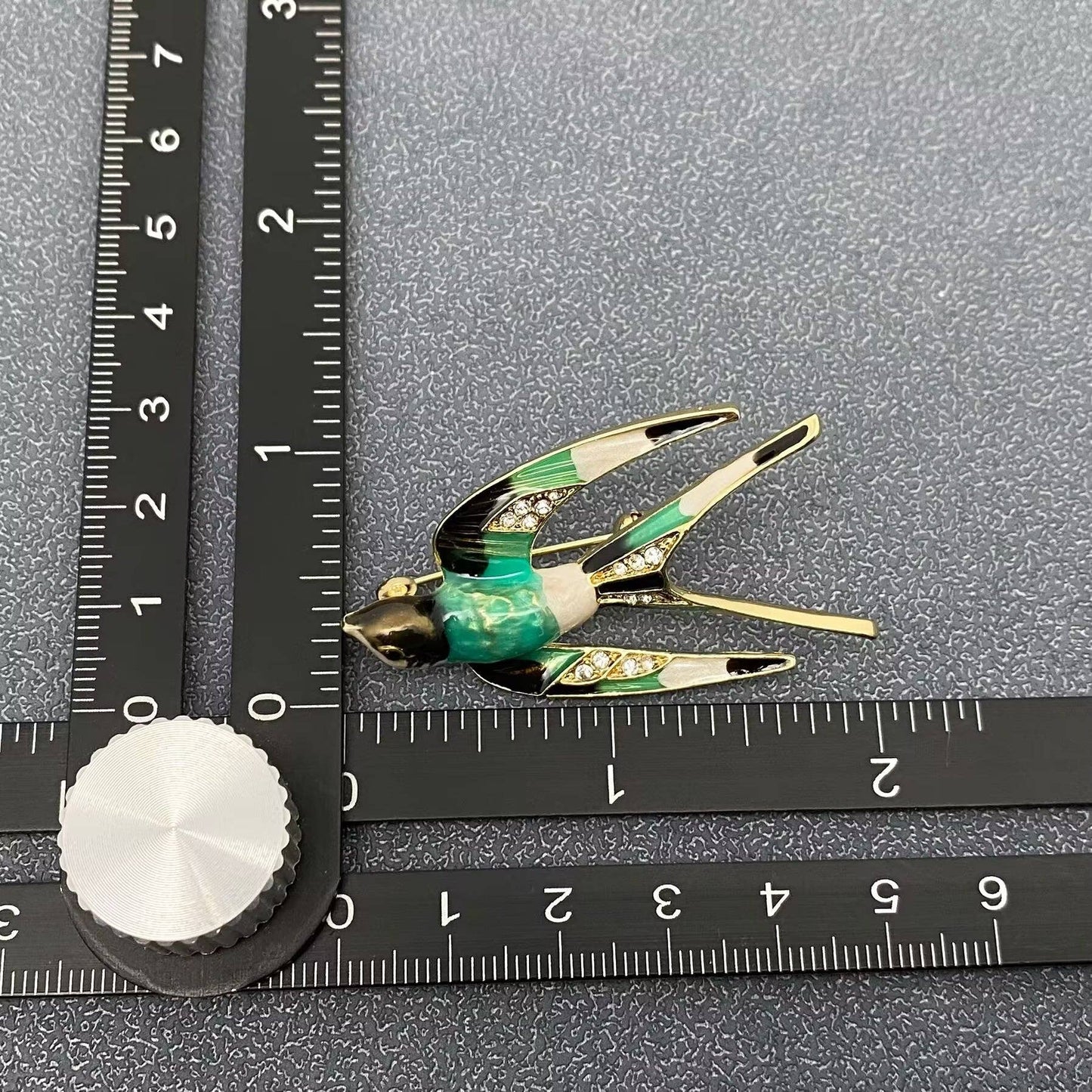 Rhinestone Enamel Swallow Brooch