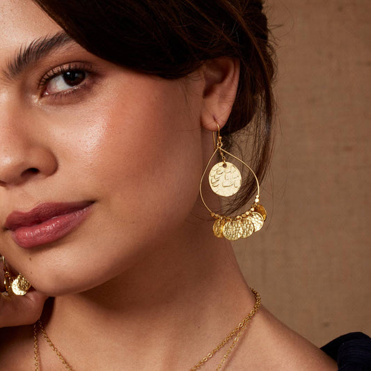 Beaten Gold Coin Earrings
