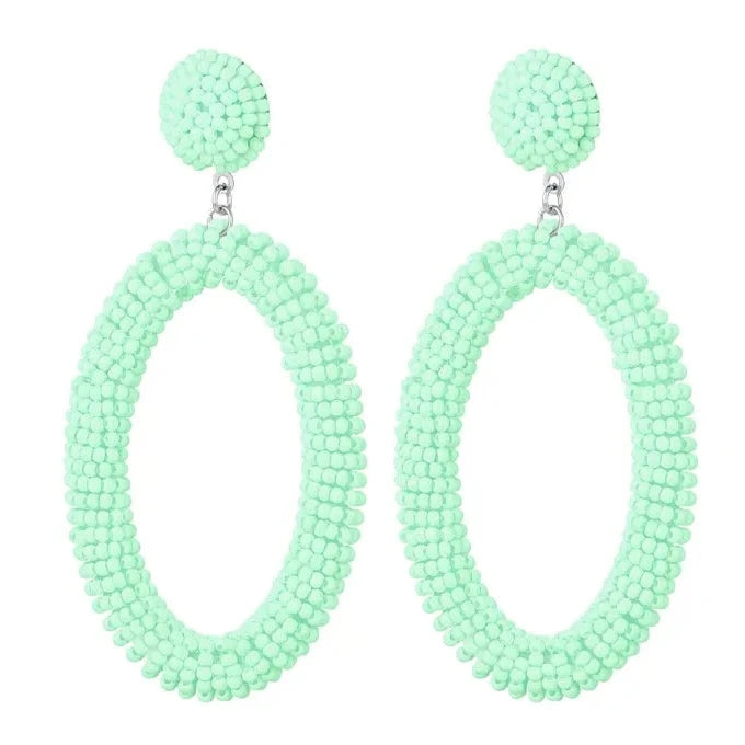 Beaded Mint Earrings