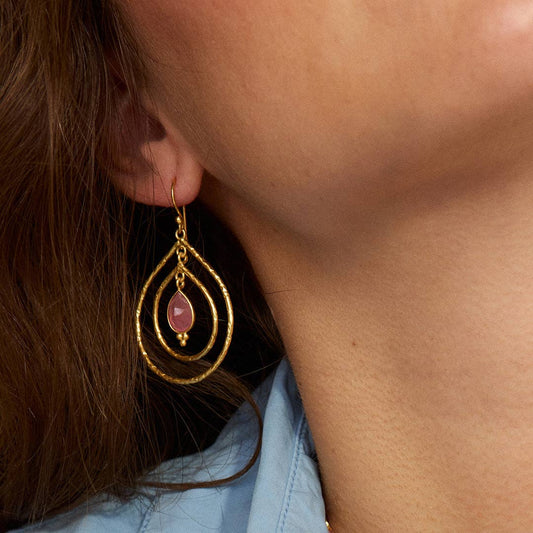 Double Hoop Earrings - Pink