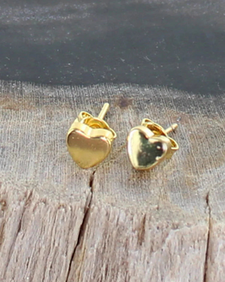 Gold Plate Heart Stud Earrings