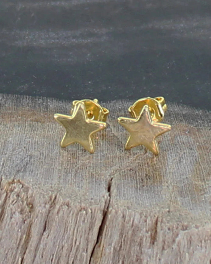 Gold Plate Star Stud Earrings