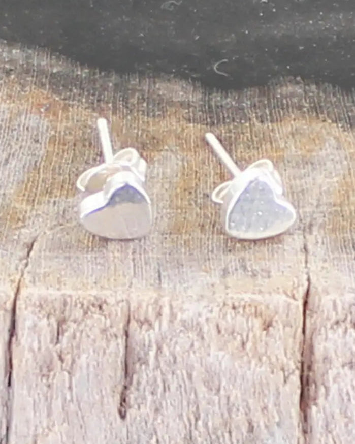 Silver Plate Heart Stud Earrings