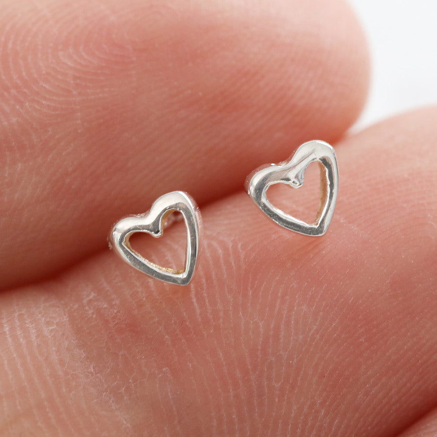 Sterling silver tiny Heart studs