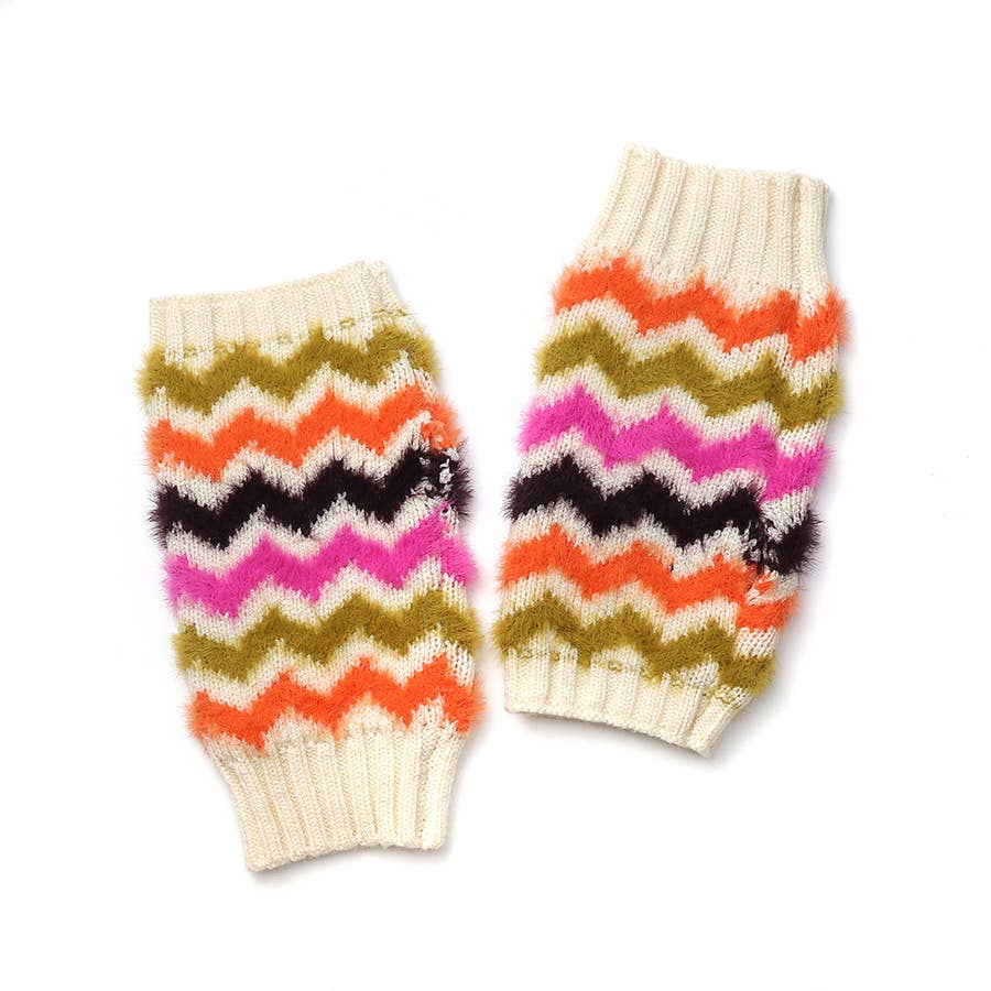 Super Soft Autumn Bright Mix Chevron Wrist Warmers
