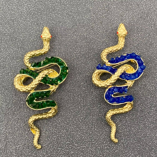 Metal Snake Brooch: Green