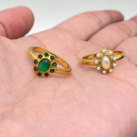 Vintage Inlaid Gold Plated Ring