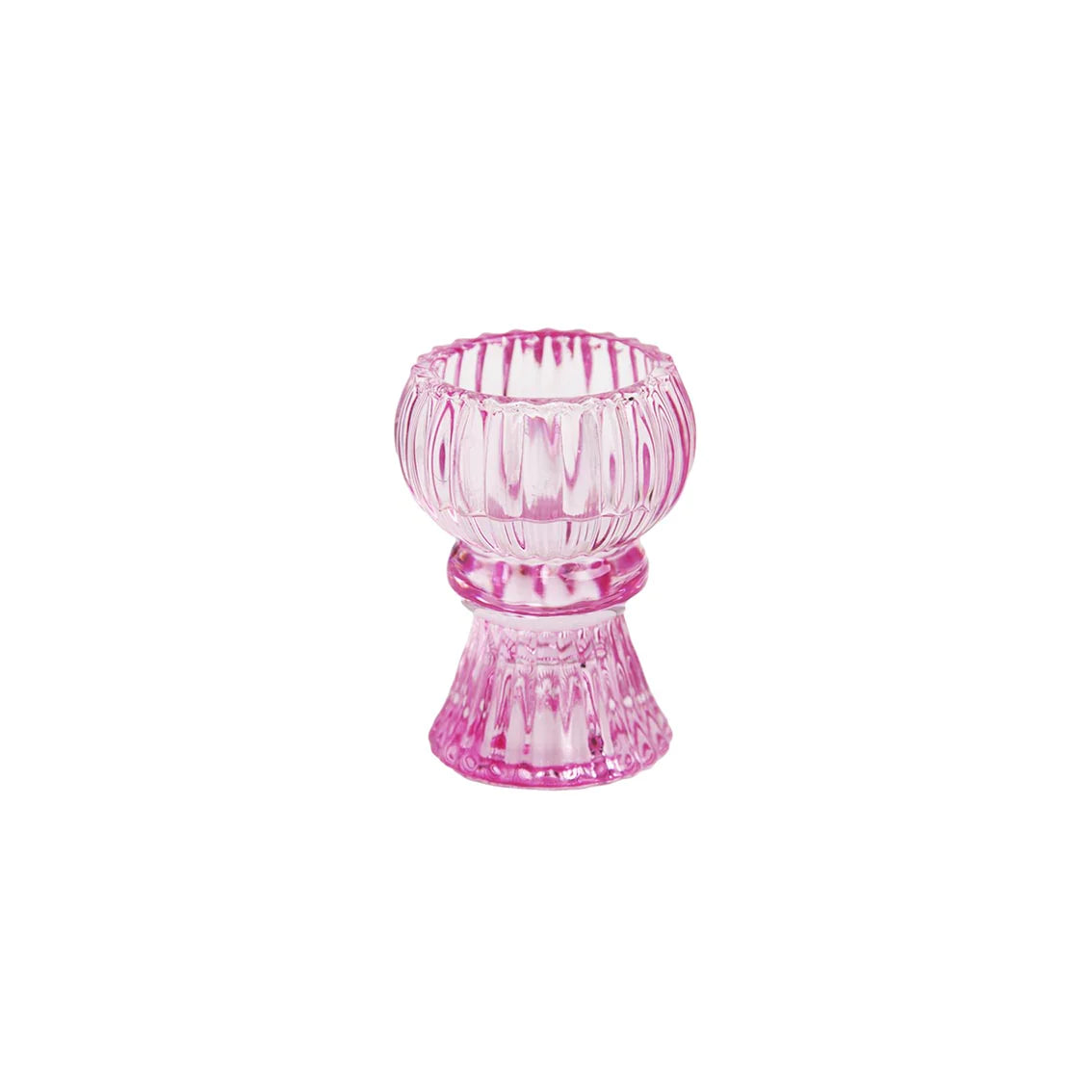 Small Glass Candle Holder - Pink