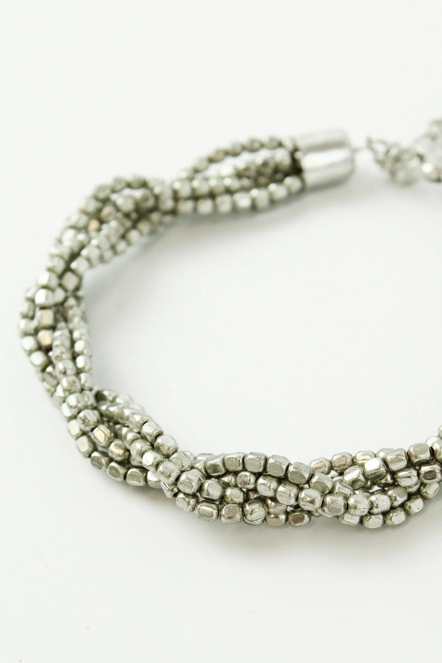 Silver Beaded Twist Bracelet