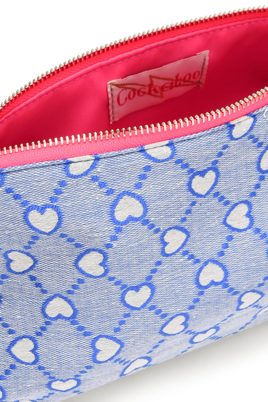 BLUE HEART CLUTCH BAG