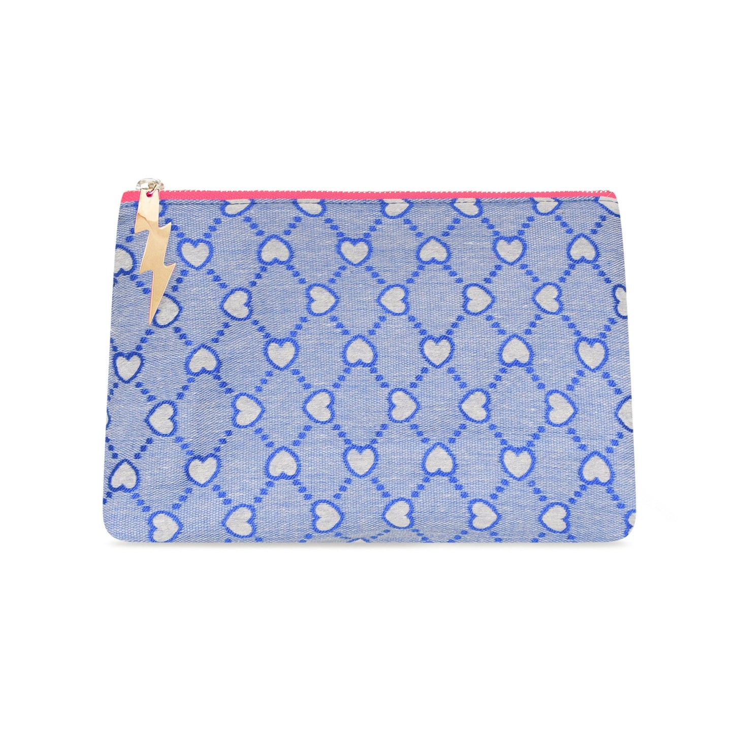 BLUE HEART CLUTCH BAG
