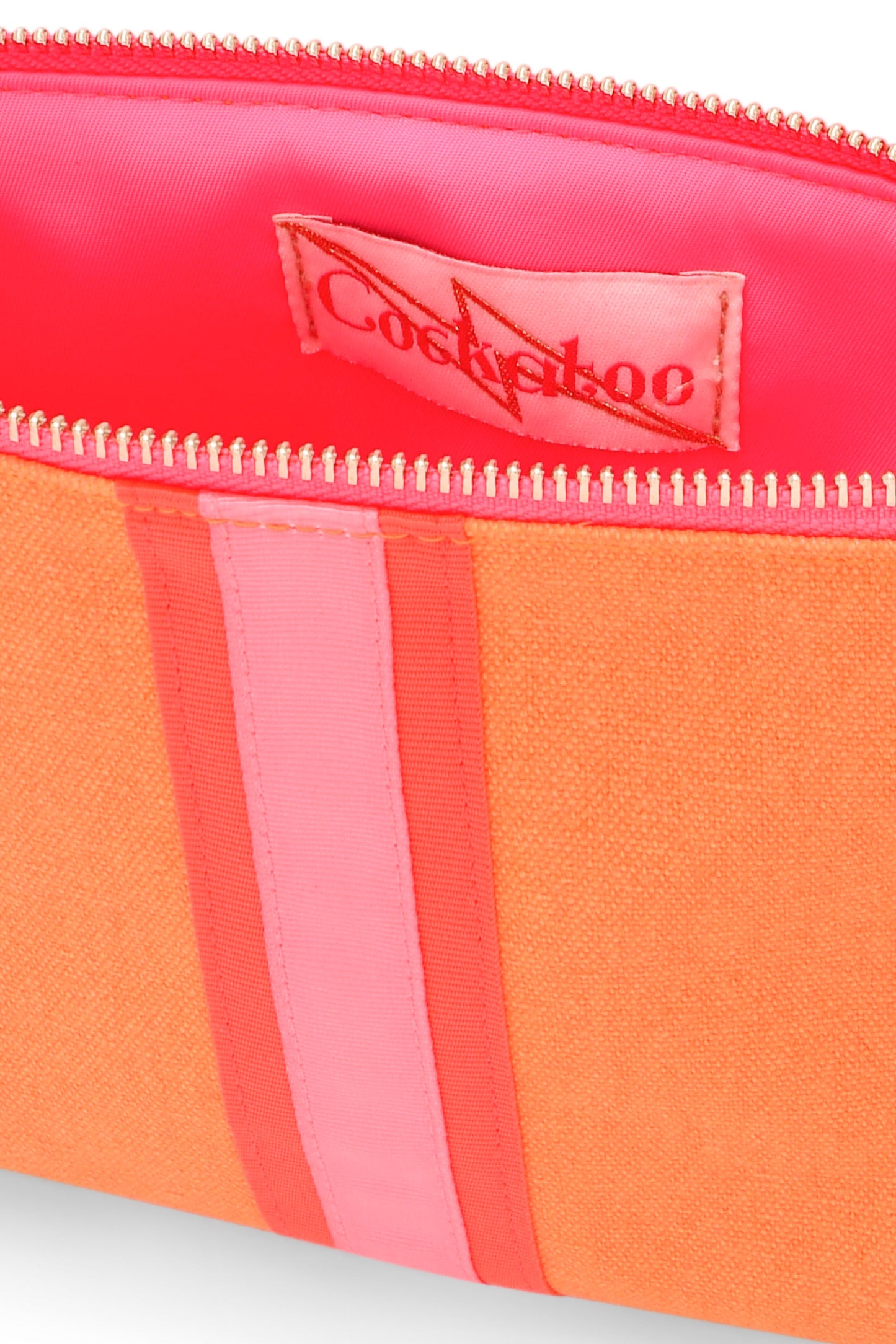BRIGHT ORANGE LUCKY STRIPE CLUTCH