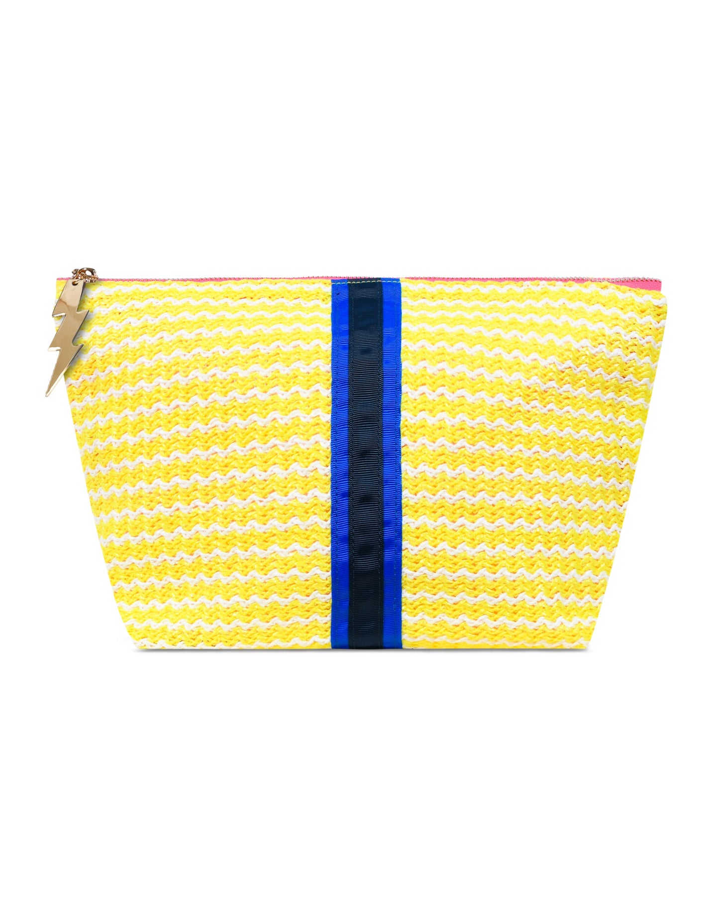 Grand sac tissé ondulé jaune