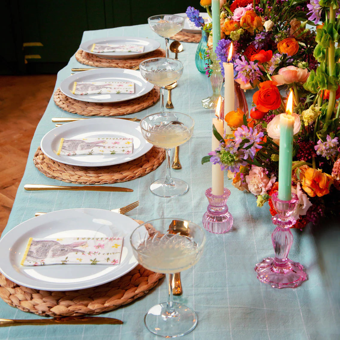 Small Glass Candle Holder - Pink