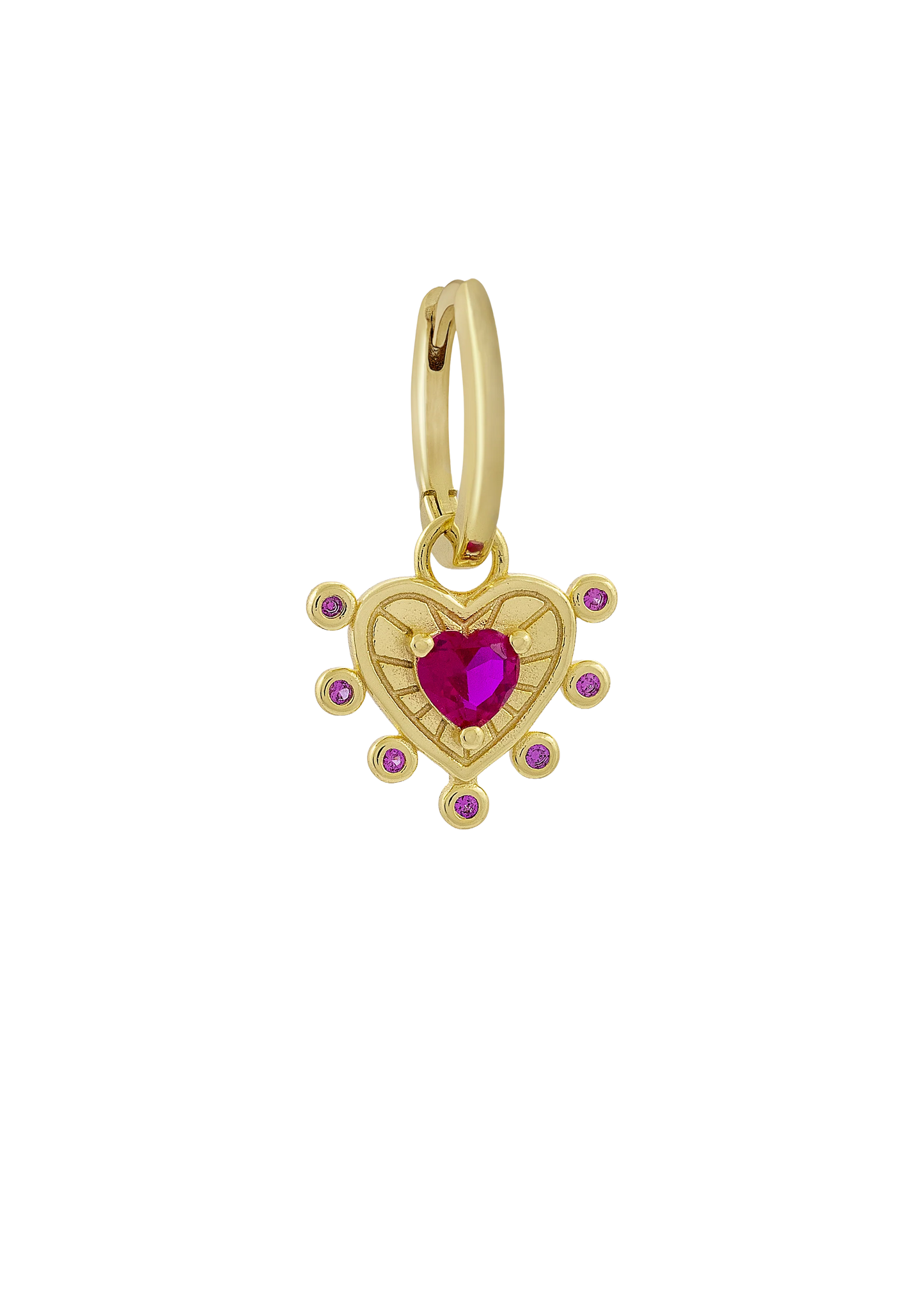 Pendientes Huggies con piedra esmeralda y disco solar