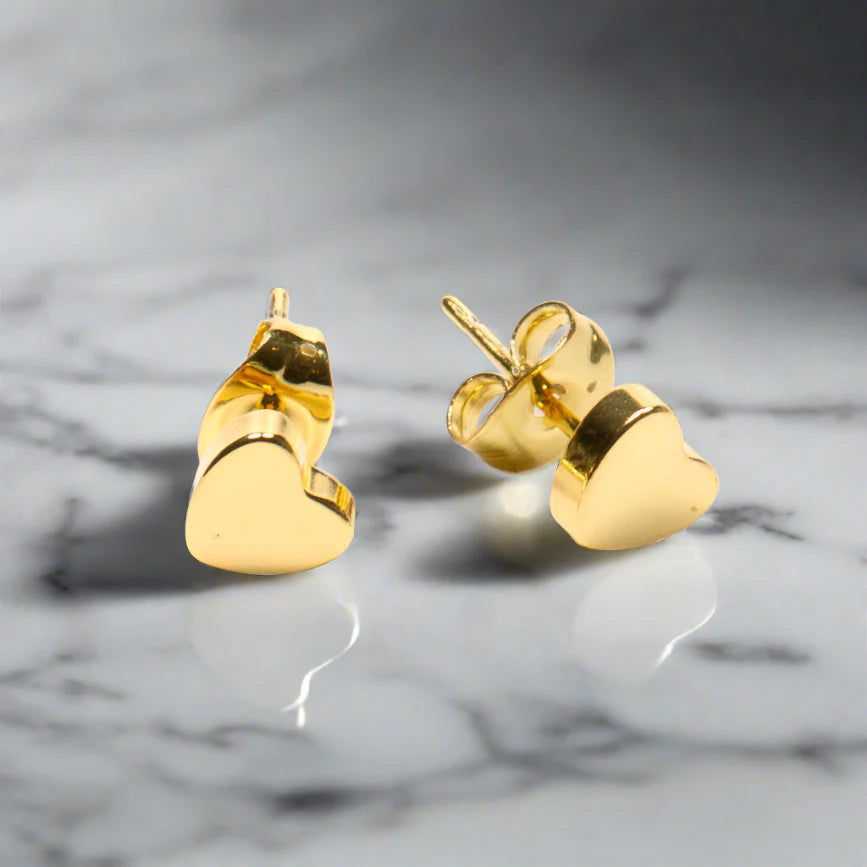 Silver Plate Heart Stud Earrings