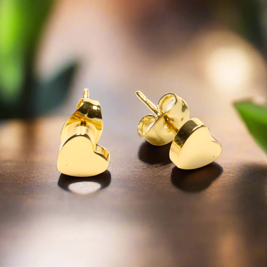 Silver Plate Heart Stud Earrings