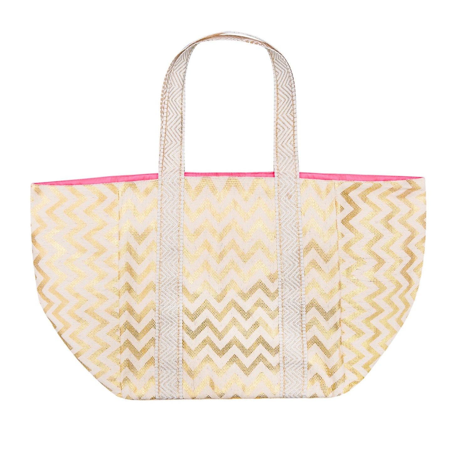 Grand sac fourre-tout en zigzag doré
