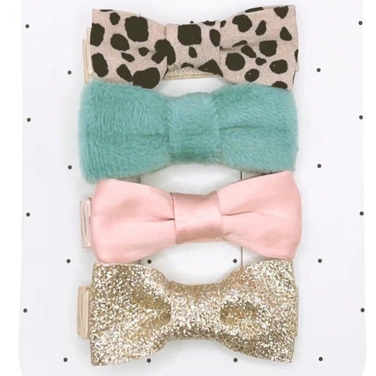 Mini Bow Clips - Leopard