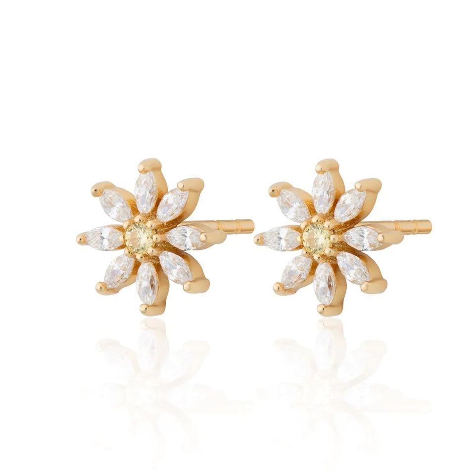 Sparkle Flower Stud earrings - Gold
