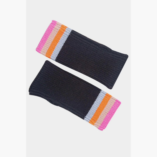 Navy Blue Stripe Wrist Warmers