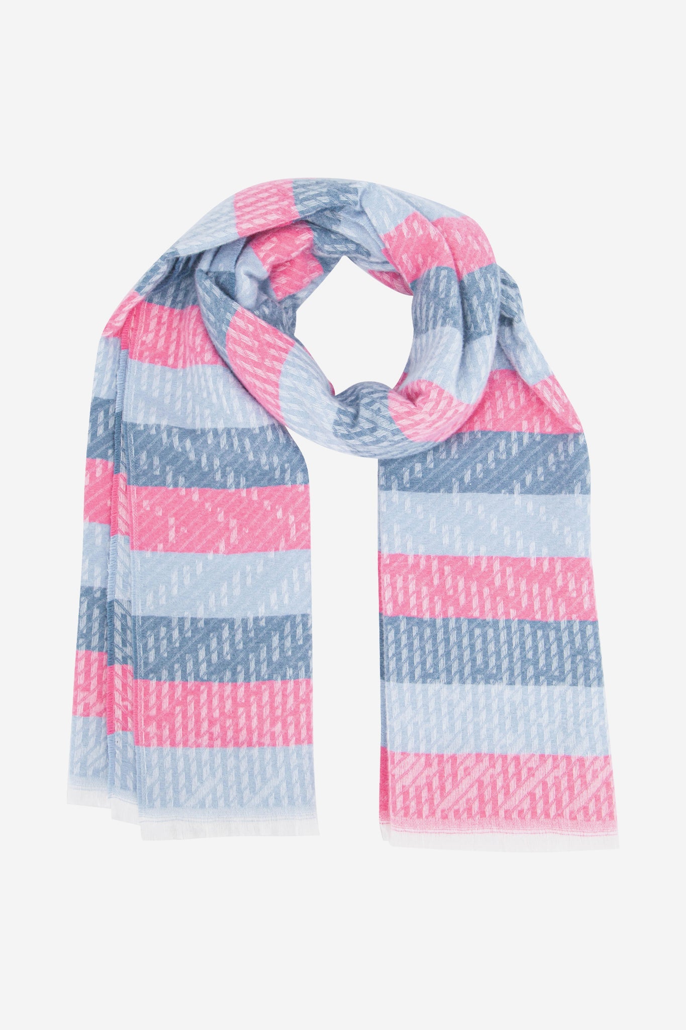 Striped Blanket Scarf - Blue/Pink