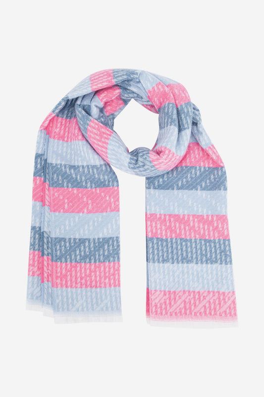 Striped Blanket Scarf - Blue/Pink