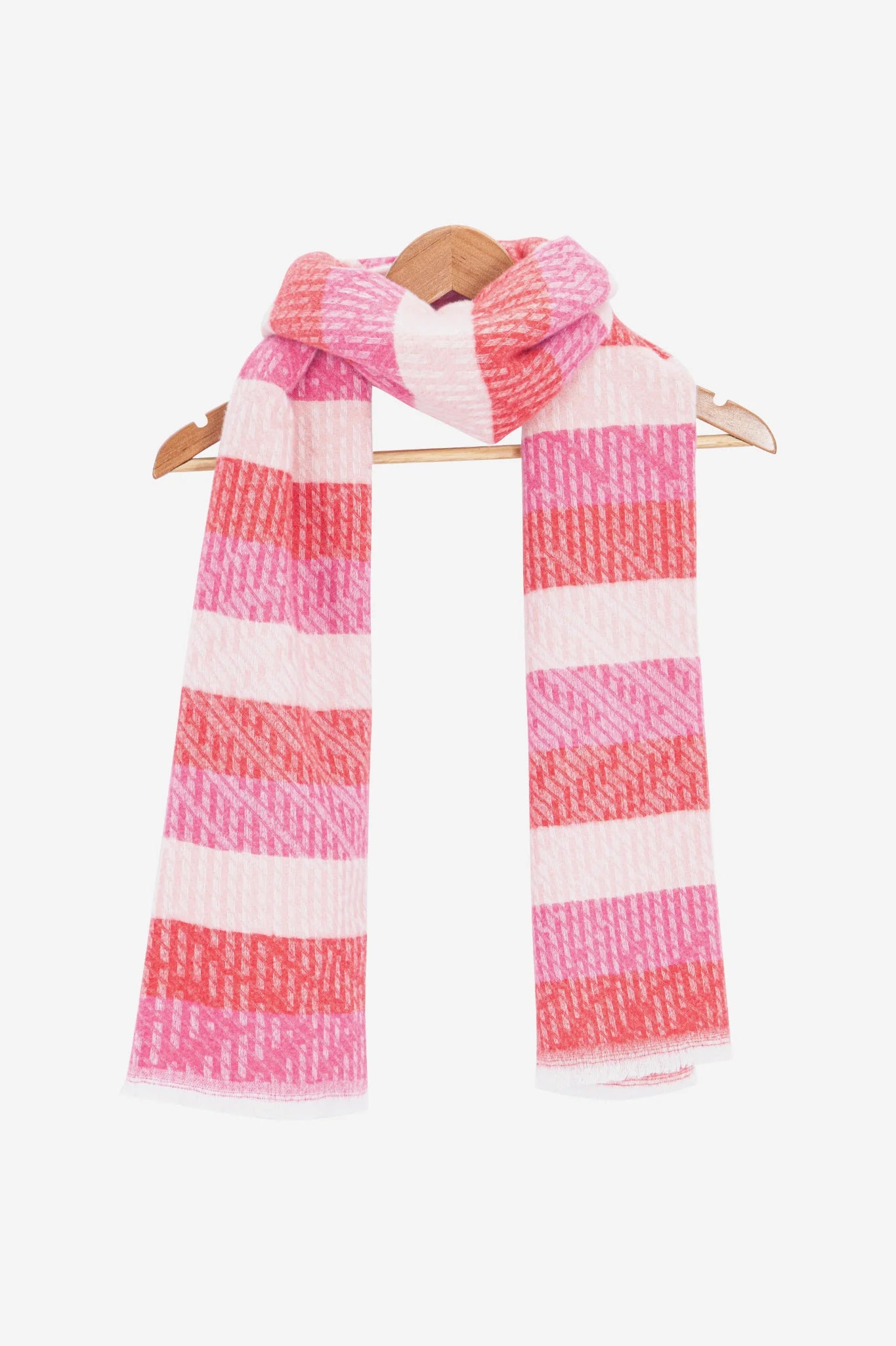 Striped Blanket Scarf - Pink/Red