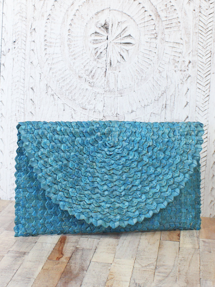 Blue Woven Clutch
