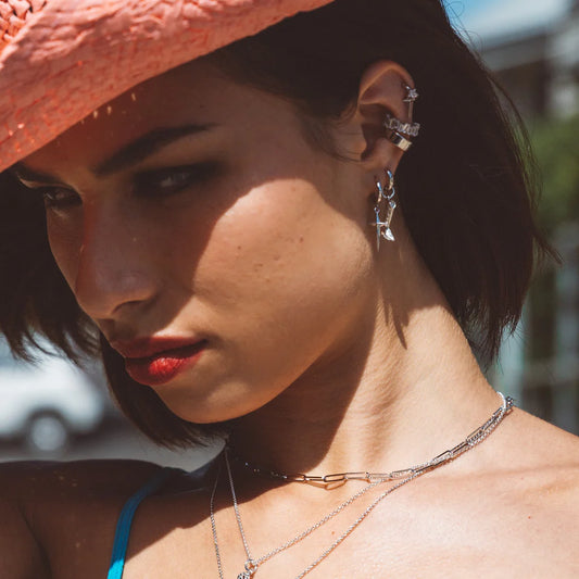 Boucles d'oreilles créoles à breloques Prairie Star - Argent