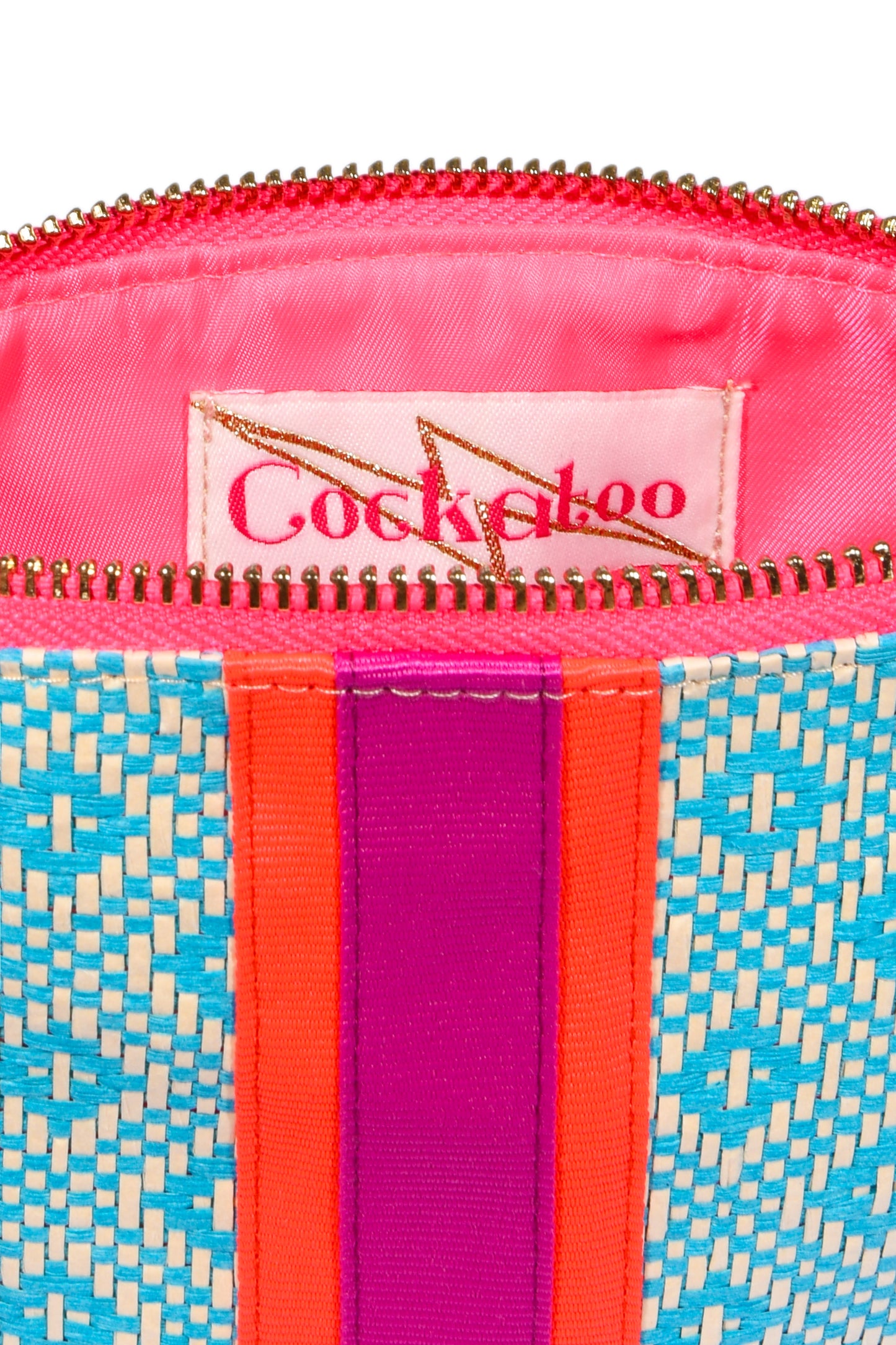 Petit sac tissé en losanges turquoise