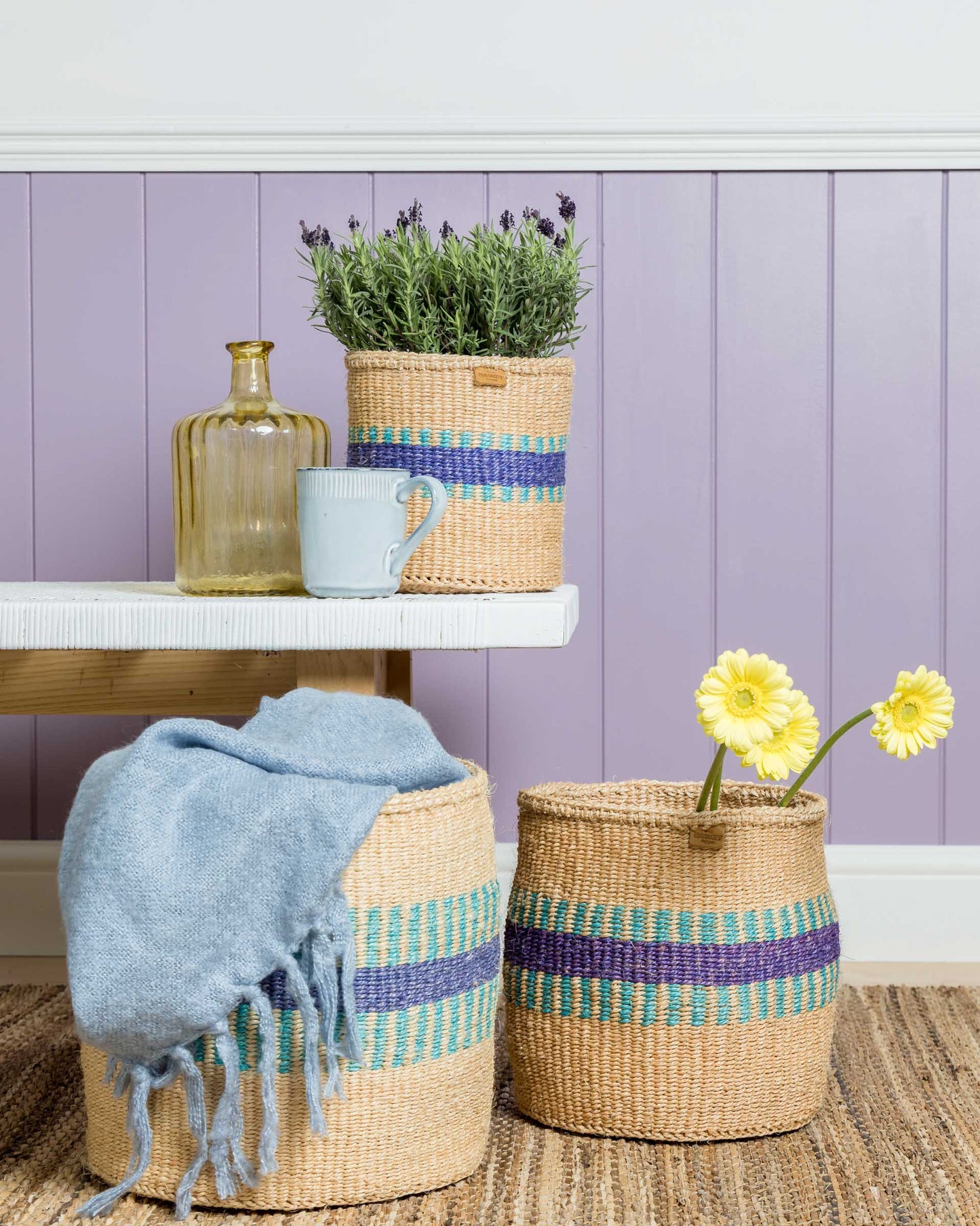 Storage Basket - Small Purple/Blue stripe