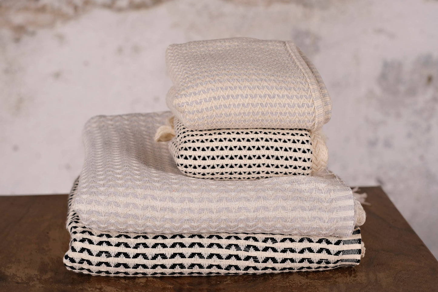 Black and Cream Turkish Hand Towel