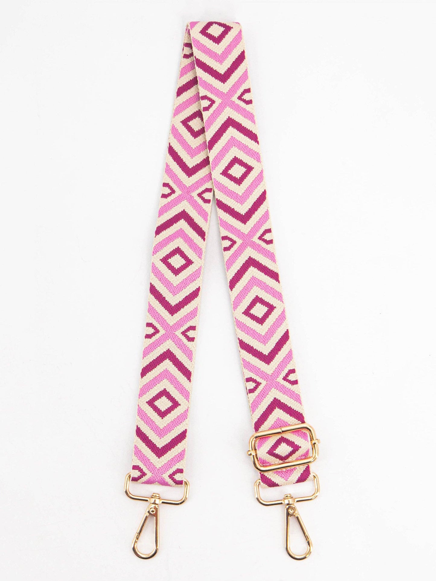 Woven Bag Strap - Pink, Aztec
