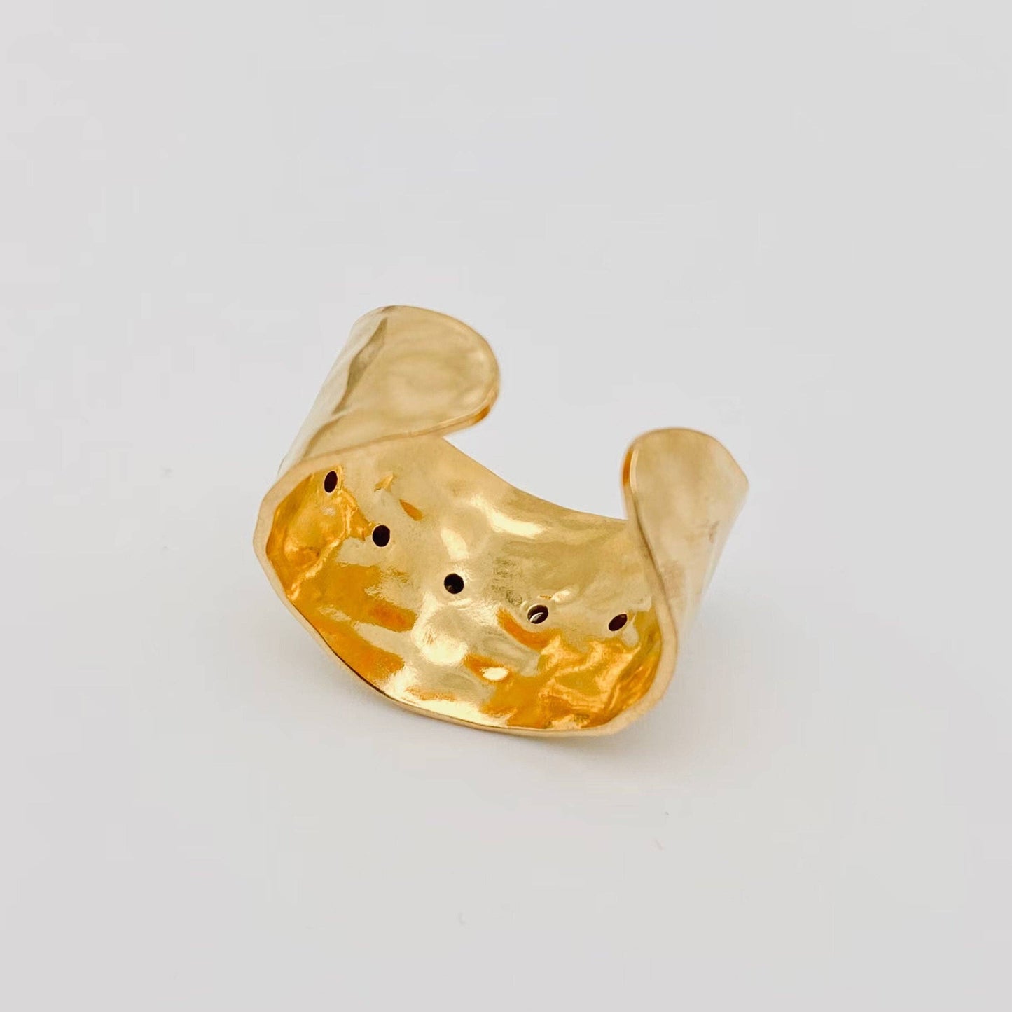 Colored Zircon Battered Gold Wide Ring