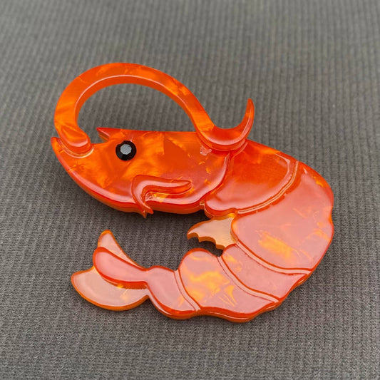 Acrylic Shrimp Brooch