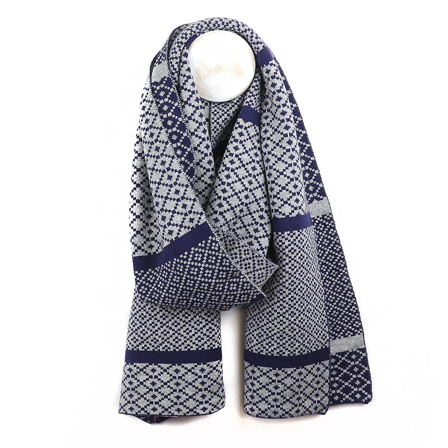 Navy Mix Scandi Knit Scarf for Men