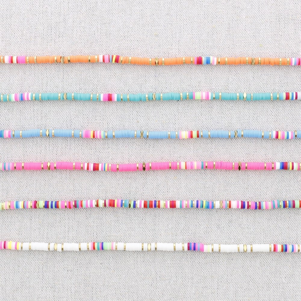 Bright Bead Necklace/Bracelet - White