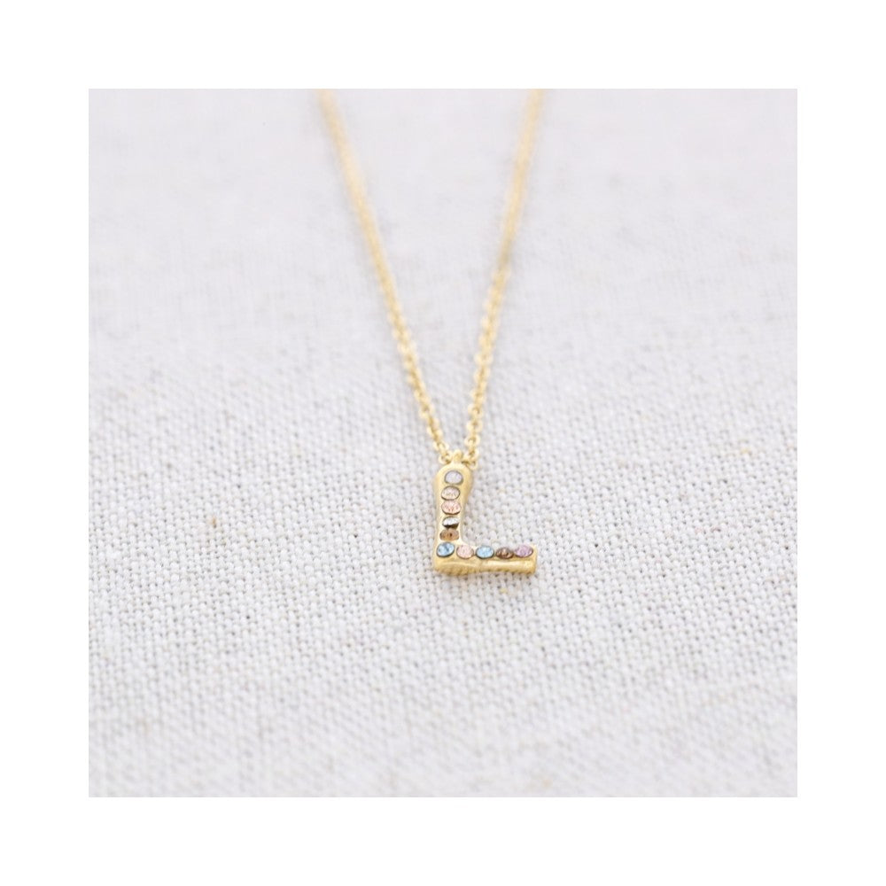 Crystal Initial Necklaces - Gold