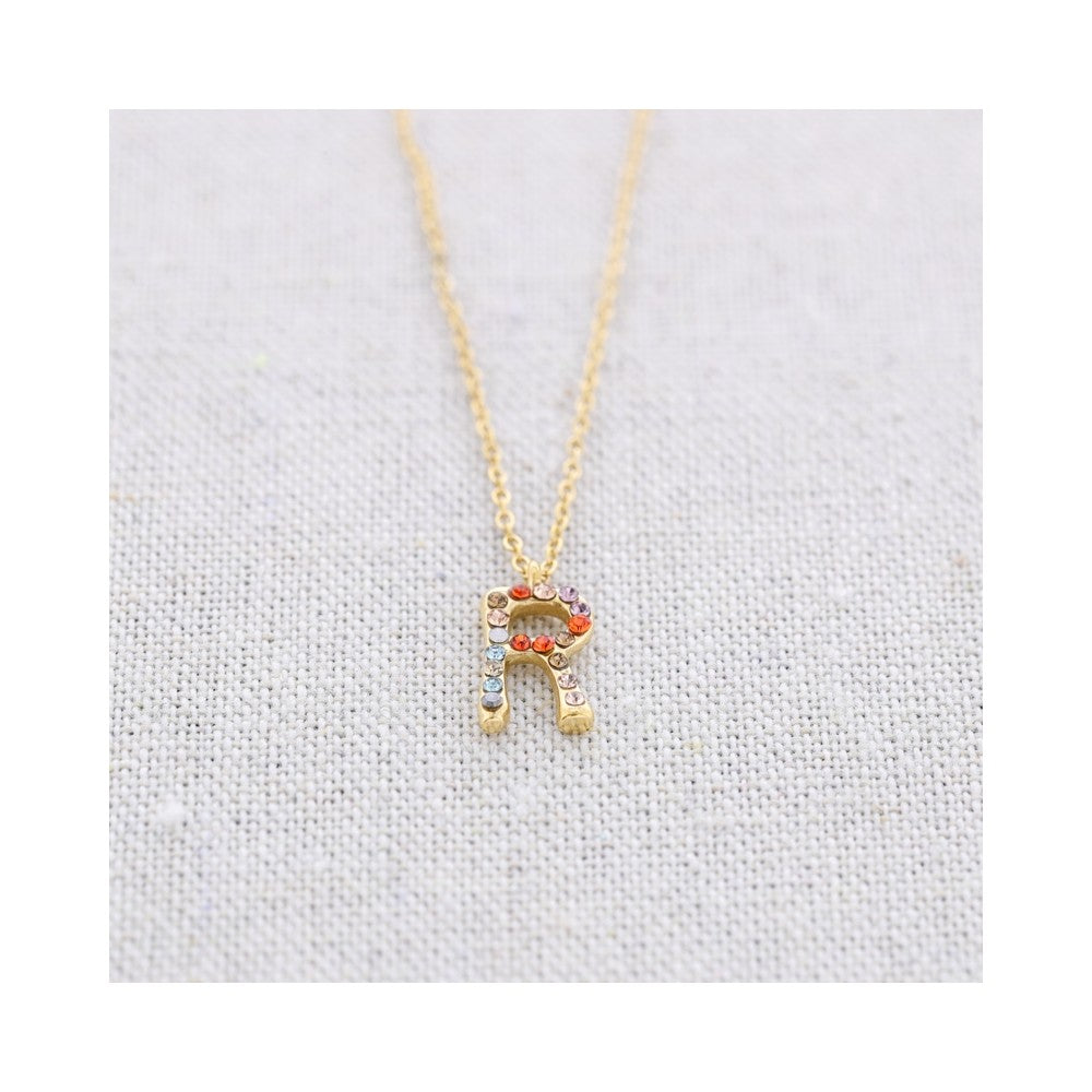 Crystal Initial Necklaces - Gold